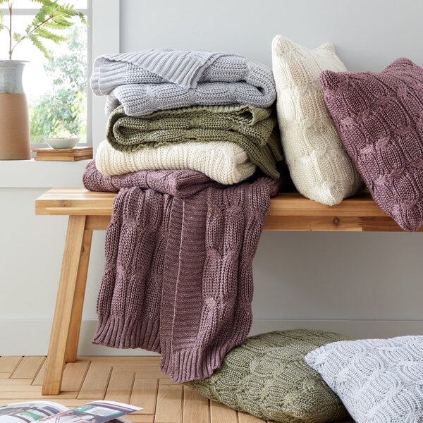 Fehéresbézs kötött takaró 130x170 cm Chunky Marl Knit – Catherine Lansfield