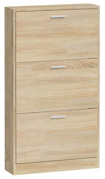 VidaXL Cipőtartó Szekrény - Tölgyfa - 3 Fiók - 59x17x108 cm