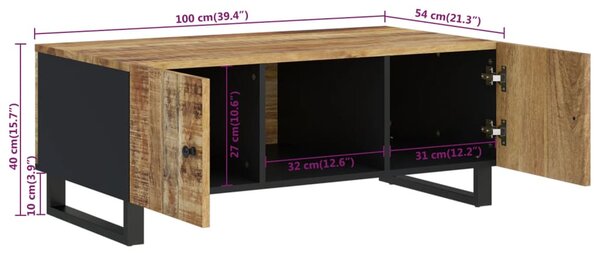 Tömör mangófa és szerelt fa dohányzóasztal 100 x 54 x 40 cm