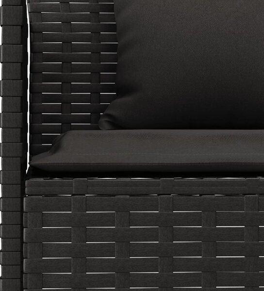 2 részes fekete polyrattan kerti étkezőgarnitúra párnával