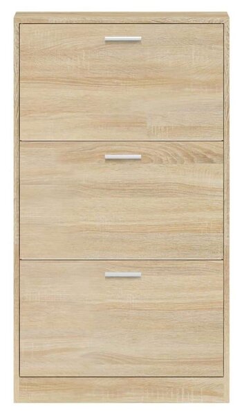 VidaXL Cipőtartó Szekrény - Tölgyfa - 3 Fiók - 59x17x108 cm