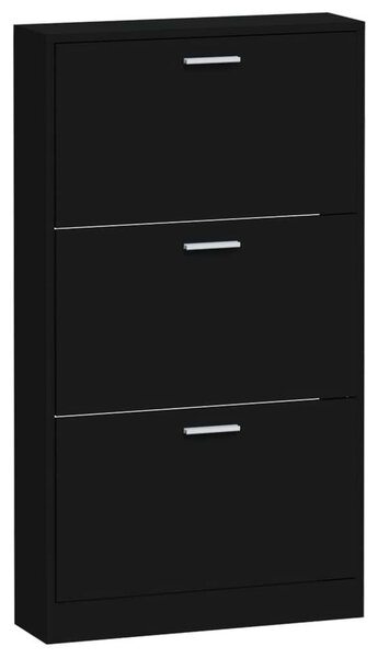 Fekete Cipőtartó Szekrény - 3 Fiókos - 59x17x108 cm