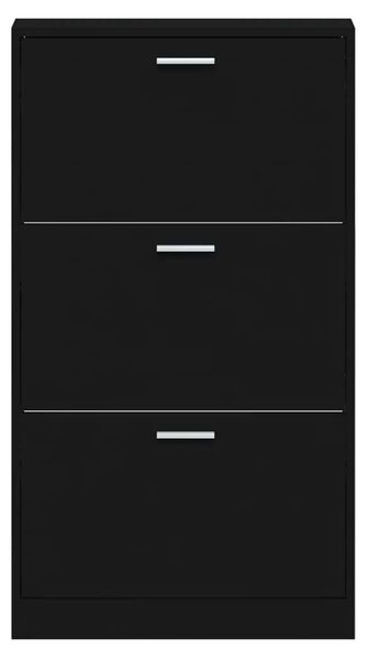 Fekete Cipőtartó Szekrény - 3 Fiókos - 59x17x108 cm