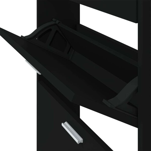 Fekete Cipőtartó Szekrény - 3 Fiókos - 59x17x108 cm