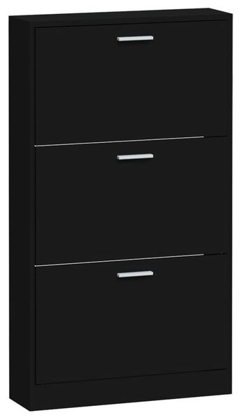 Fekete Cipőtartó Szekrény - 3 Fiókos - 59x17x108 cm