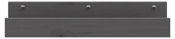 2 db szürke tömör fenyőfa fali polc 50 x 12 x 9 cm