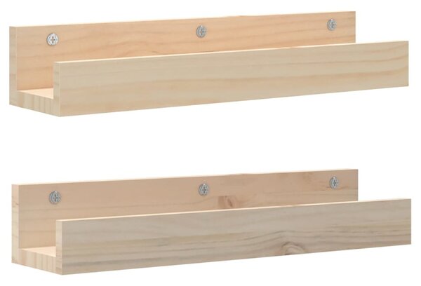 2 db tömör fenyőfa fali polc 50 x 12 x 9 cm