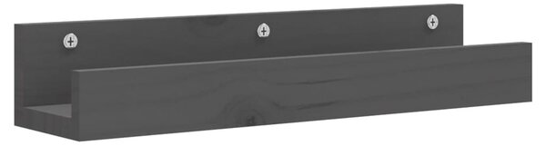 2 db szürke tömör fenyőfa fali polc 50 x 12 x 9 cm