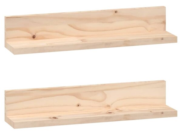2 db tömör fenyőfa falipolc 50 x 11 x 9 cm