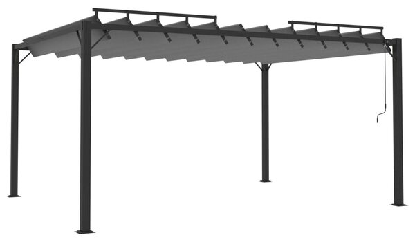 Szürke szövet és alumínium pavilon lamellás tetővel 3 x 4 m
