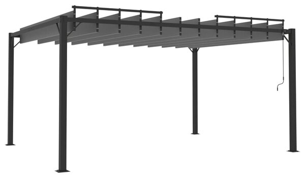 Szürke szövet és alumínium pavilon lamellás tetővel 3 x 4 m