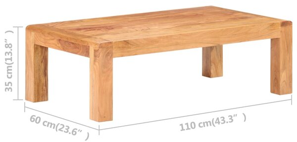 Tömör akácfa dohányzóasztal mézszínű felülettel 110x60x35 cm