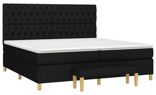 VidaXL - 200x200 cm-es Fekete Szövet Ágy Matraccal és Lábzsámmal