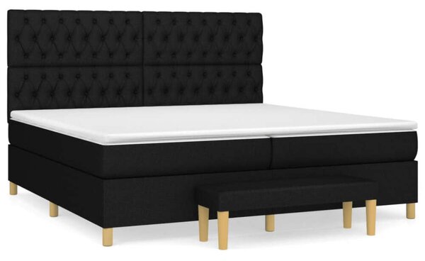 VidaXL - 200x200 cm-es Fekete Szövet Ágy Matraccal és Lábzsámmal