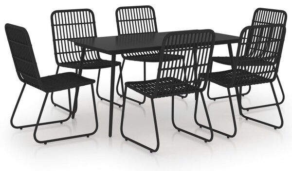 7 részes polyrattan és üveg kültéri étkezőgarnitúra