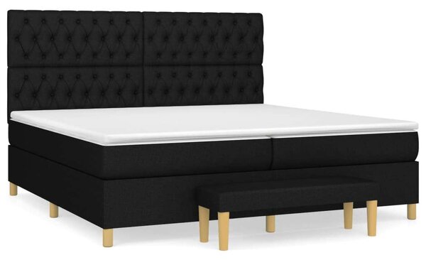 VidaXL - 200x200 cm-es Fekete Szövet Ágy Matraccal és Lábzsámmal