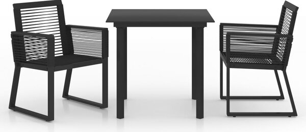 3 részes fekete PVC rattan kültéri étkezőgarnitúra