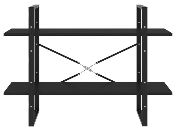 Kétszintes fekete szerelt fa könyvszekrény 100 x 30 x 70 cm