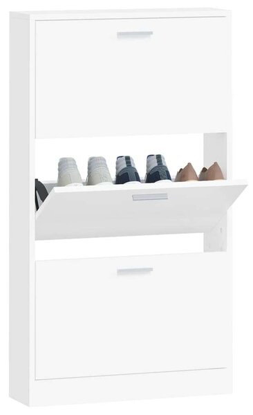 Fehér Cipősszekrény - 3 Fiók - 59x17x108 cm