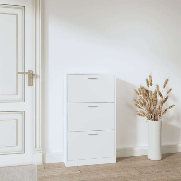 Fehér Cipősszekrény - 3 Fiók - 59x17x108 cm