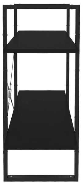 Kétszintes fekete szerelt fa könyvszekrény 100 x 30 x 70 cm