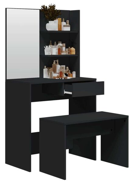 VidaXL Fekete Sminkasztal Szett - 74,5x40x141 cm