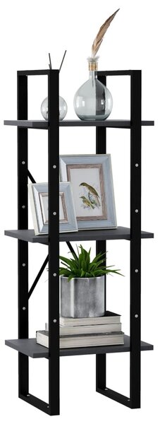 Háromszintes szürke tömör fenyőfa könyvszekrény 40x30x105 cm