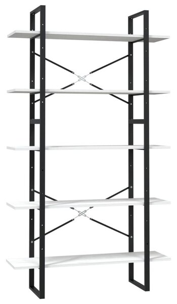 Ötszintes fehér fenyőfa könyvszekrény 100 x 30 x 175 cm