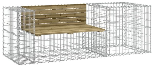 Tömör impregnált fenyőfa kerti pad gabion kosárral