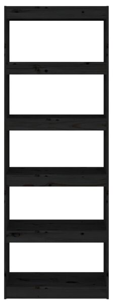 Fekete fenyőfa könyvszekrény/térelválasztó 60 x 30 x 167,5 cm