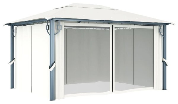 Krémszínű alumíniumpavilon függönnyel 400 x 300 cm