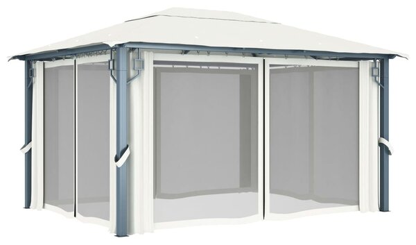 Krémszínű alumíniumpavilon függönnyel 400 x 300 cm