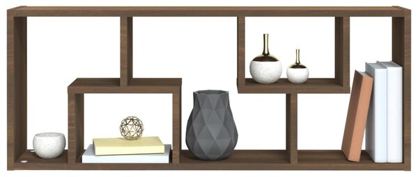 Barna tölgyszínű szerelt fa fali polc 36 x 16 x 90 cm