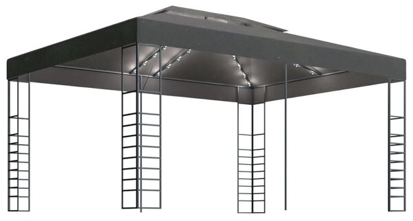 Antracitszürke pavilon LED fényfüzérrel 3 x 4 m