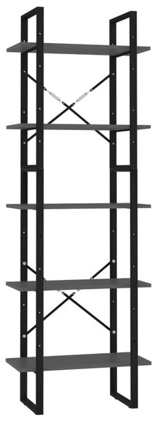 5 szintes szürke szerelt fa könyvszekrény 60 x 30 x 175 cm