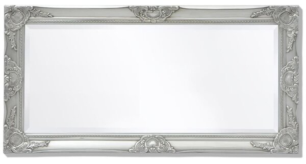 Ezüstszínű barokk stílusú fali tükör 100 x 50 cm