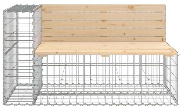 Tömör fenyőfa kerti pad gabion kosárral