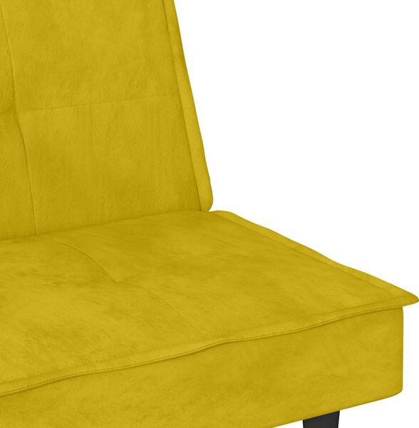 Sárga bársony kanapéágy pohártartókkal