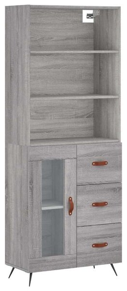 VidaXL Magas Szekrény - Sonoma Szürke - 69,5x34x180 cm