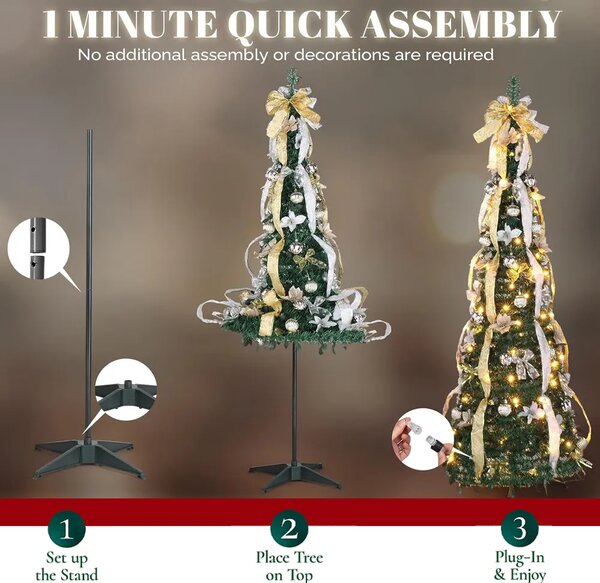 Merrypine™ összecsukható, Előre Feldíszített Karácsonyfa, Ezüst