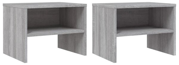 2 db szürke-sonoma színű szerelt fa éjjeliszekrény 40x30x30 cm