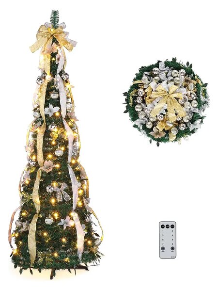 Merrypine™ összecsukható, Előre Feldíszített Karácsonyfa, Ezüst