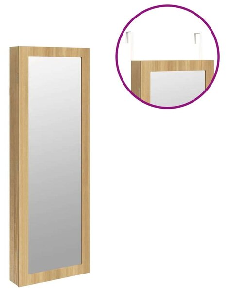 Elegáns Falra Szerelhető Tükör Ékszerszekrény - 37,5x10x106 cm