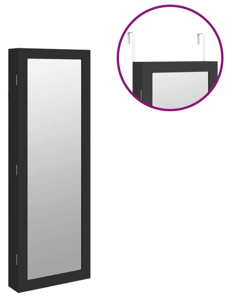 Falra Szerelhető Ékszerszekrény - Tükörrel - Fekete - 106cm