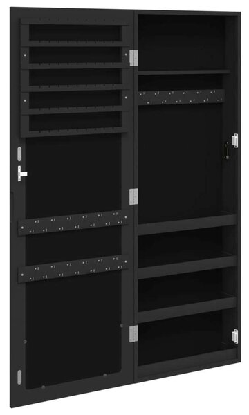 Falra Szerelhető Ékszerszekrény - Tükörrel - Fekete - 106cm