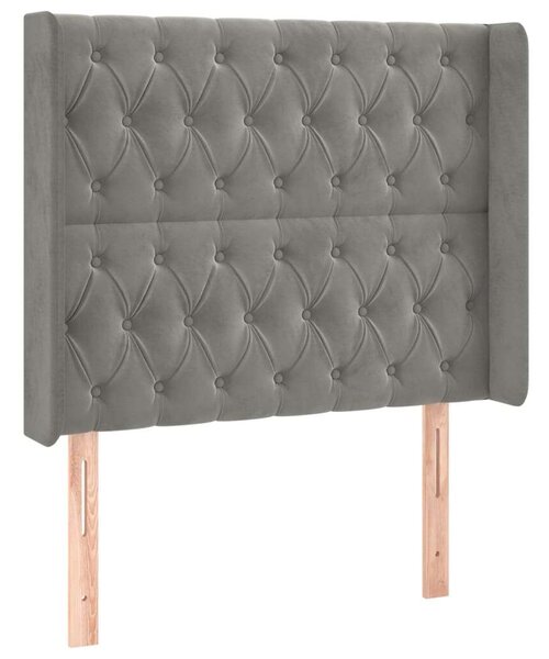 VidaXL Bársony Fejtámla Szárnyakkal - Világosszürke - 103x16x118/128cm