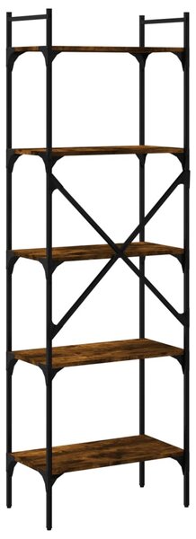 5 szintes füstös tölgy színű fa könyvespolc 56 x 31,5 x 174 cm