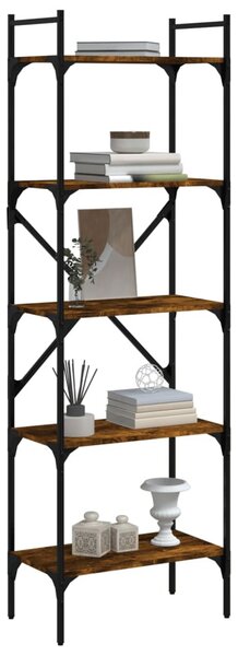 5 szintes füstös tölgy színű fa könyvespolc 56 x 31,5 x 174 cm