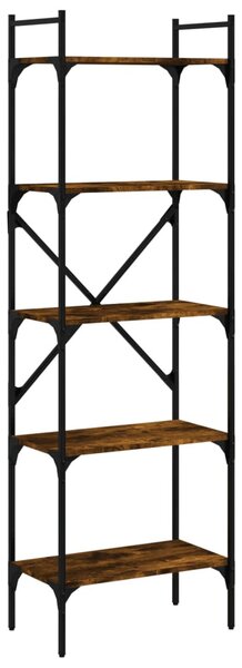 5 szintes füstös tölgy színű fa könyvespolc 56 x 31,5 x 174 cm
