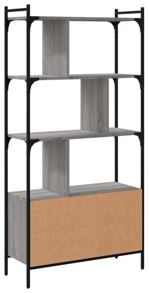 Szürke sonoma szerelt fa könyvespolc ajtókkal 76,5x30x154,5 cm